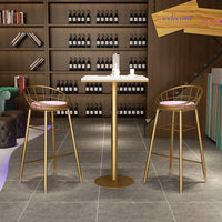 Nordic Gold Bar Table and Stool Set, Minimalist Solid Wood Bar Furniture for Cafes and Pubs
