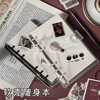 A6 Transparent Soft Cover Loose-Leaf Notebook with Detachable Buckle, Vintage Style Journal for Students, Thickened Lined Pages