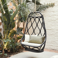 Nordic Outdoor Wicker Hanging Basket Chair for Balcony Garden - Single Person Swing Chair with Aluminum Frame
