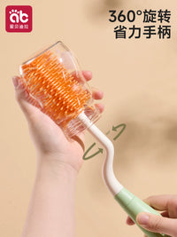 3-in-1 Silicone Baby Bottle and Nipple Cleaning Brush Set with Long Handle