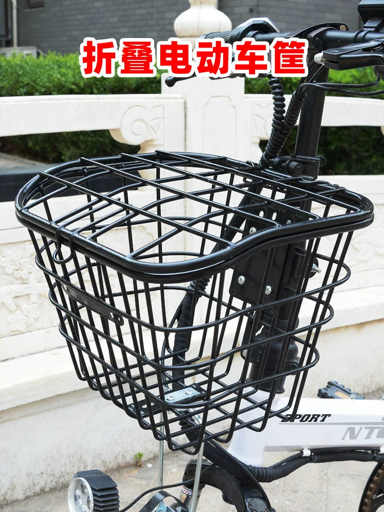 Foldable Electric Bicycle Front Basket with Liner Bag for Shopping and Pets