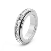 18K Gold Plated Titanium Steel Rotating Ring with Zirconia Inlay