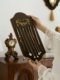 French Vintage Wall-Mounted Jewelry Organizer with Velvet Display for Necklaces and Earrings