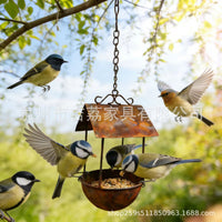 Rustic Hanging Bird Feeder House for Outdoor Garden Decor