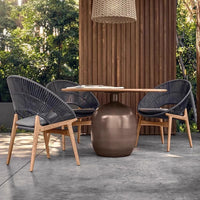 Nordic Outdoor Teak Sofa Set with Rattan Weave for Garden Patio Balcony