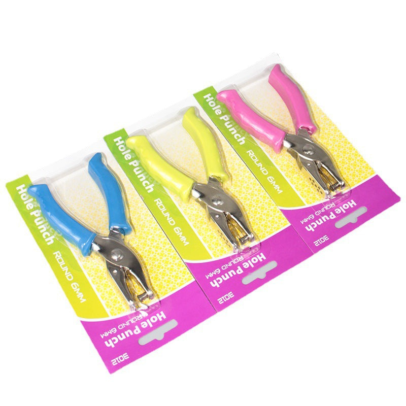 Handheld Comfort Grip Metal Hole Puncher for Paper, 6mm Round Hole Punch Pliers