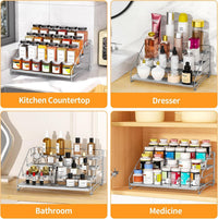 Foldable Multi-layer Spice Rack Kitchen Countertop Seasoning Bottle Storage Organizer Tiered Display Shelf