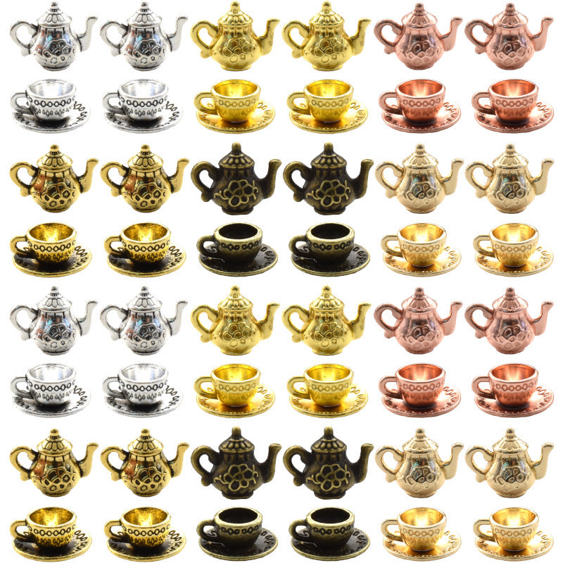Vintage Alloy Teapot Coffee Cup Charms for DIY Jewelry Making