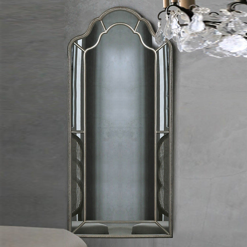 European Retro Full Length Mirror Wall Mounted Dressing Makeup Mirror Light Luxury Bedroom Floor Mirror Archway Entrance Dressing Mirror