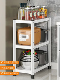 Thickened Steel Kitchen Storage Rack Multi-layer Floor Standing Microwave Oven Pot Rack for Narrow Gaps