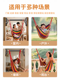 Kids Indoor Hammock Chair with Pull-Up Bar, Heavy-Duty Hanging Swing Seat for Children, No-Drill Installation, Lie-Flat Design