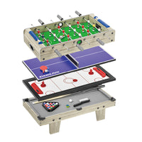 Kids Multi-Game Tabletop Set: Mini Billiards, Foosball, Ice Hockey, and Table Tennis for Home Indoor Play
