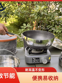 Outdoor Stainless Steel Camping Cookware Set for Large Groups, Self-Driving Tours, and Nested Storage