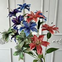 3-Head Vintage Oil Painting Lily Artificial Flowers for Wedding & Home Decor