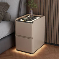 Smart Nightstand with Charging Station, Modern Minimalist Solid Wood Bedside Table, Narrow End Table for Bedroom