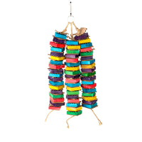 Parrot Chewing Toy with Colorful Wood Blocks and Cardboard for Birds