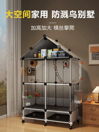 Large Parrot Breeding Cage with Anti-Splash Design and Wheels