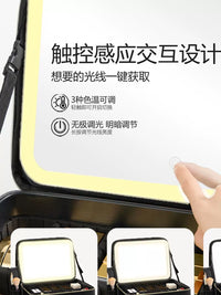 LED Lighted Makeup Travel Case with Mirror - Portable Large Capacity Cosmetic Organizer Bag