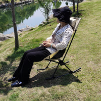 Folding Reclining Outdoor Rocking Moon Chair with High Back for Napping and Leisure
