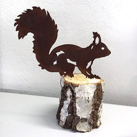 Rusty Squirrel Silhouette Garden Stake Metal Animal Yard Art Decoration