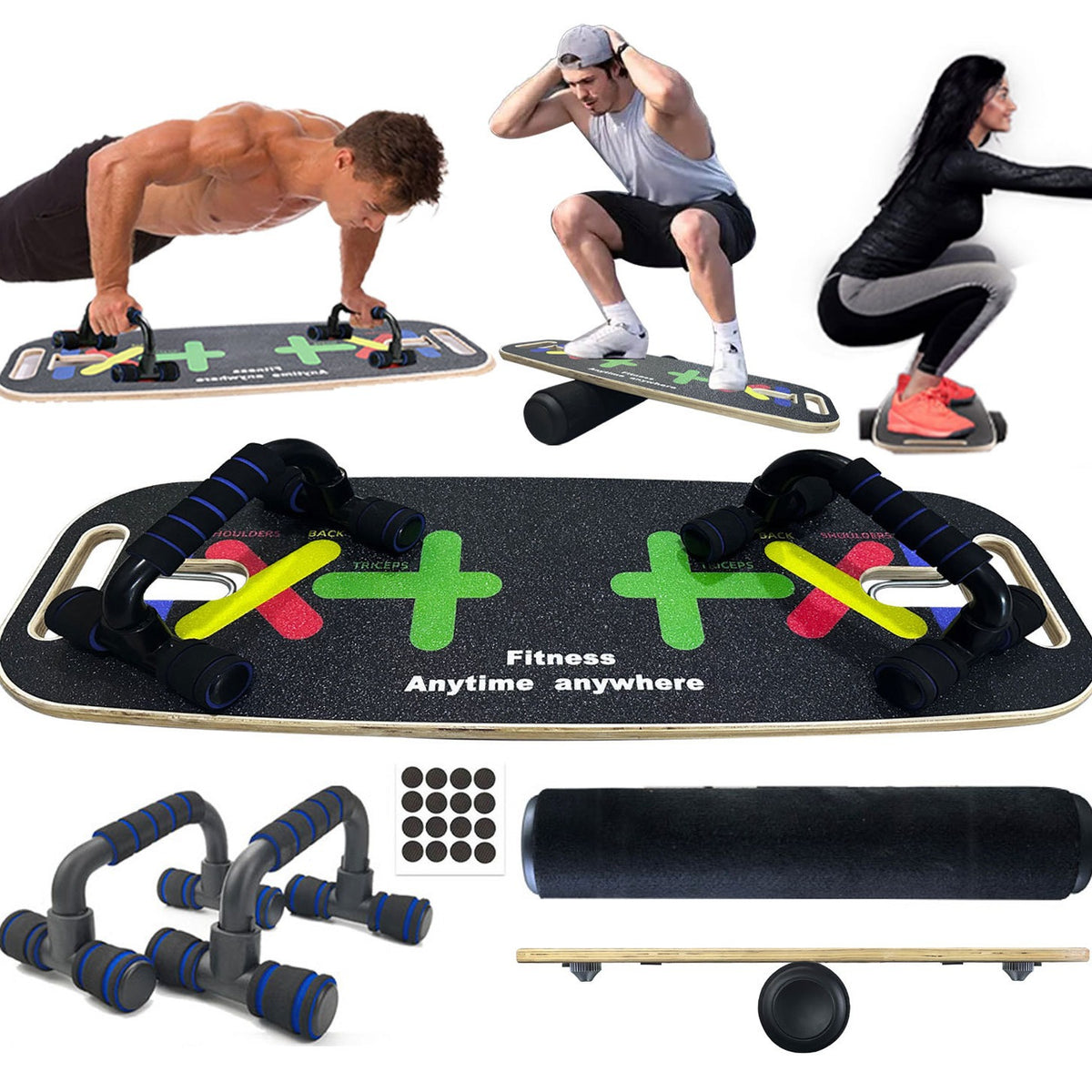 Wooden Balance Board for Home Fitness, Ab Board, Yoga Exercise, Push-Up Board, Sensory Training Equipment
