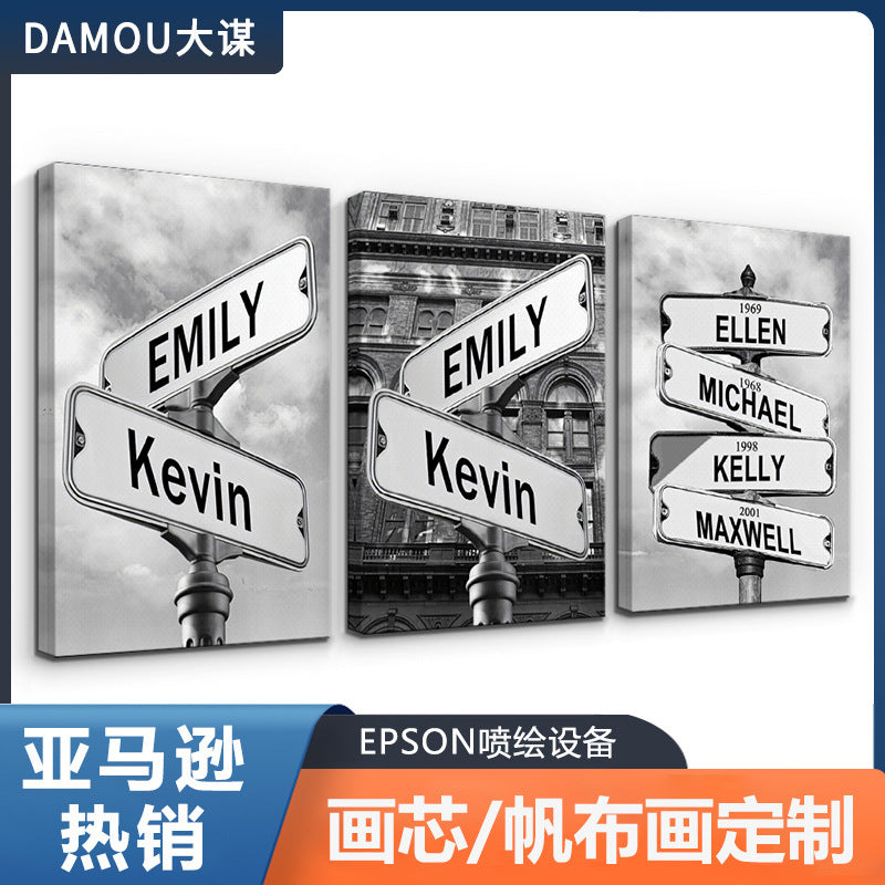 Modern Road Sign Canvas Print Wall Art for Living Room Bedroom Decor