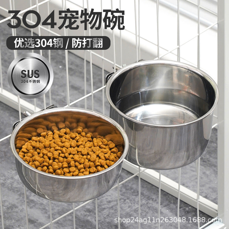 Stainless Steel Hanging Pet Bowl for Crate, Anti-Tip Food and Water Feeder