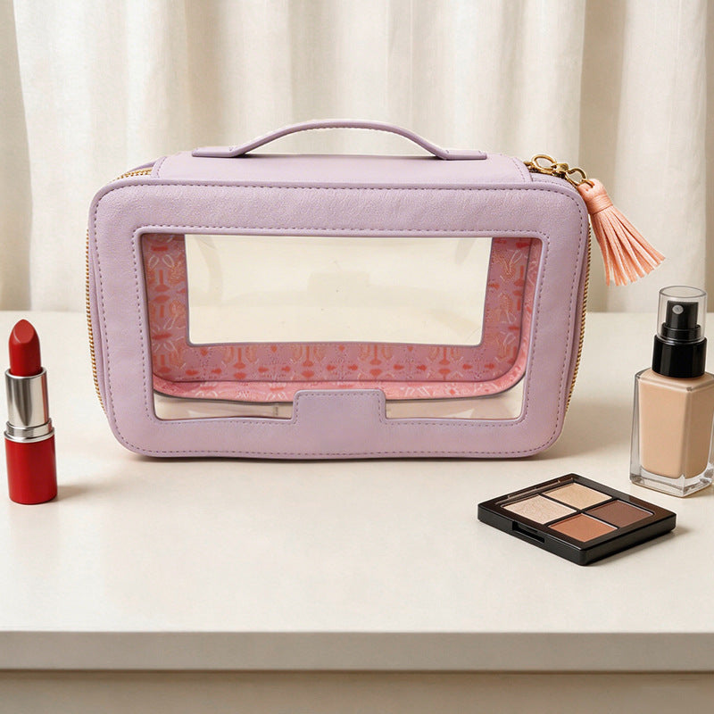 Large Capacity PVC Waterproof Toiletry Bag Portable Travel Cosmetic Organizer with Handle