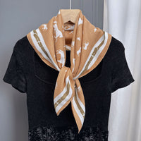 Velvet Square Scarf for Women, Soft Warm Fashion Scarf with Camellia and Horse Prints