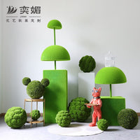 Artificial Moss Ball & Cypress Leaf Topiary for Indoor Decor