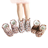 Leopard Print Fleece-Lined High-Top Floor Socks for Men and Women, Warm Non-Slip Home Slipper Socks