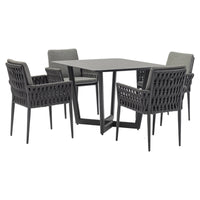 Outdoor Rattan Woven Aluminum Dining Table and Chair Set for Patio Garden