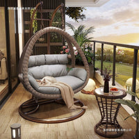 Outdoor Wicker Swing Chair with Stand, Single/Double Hanging Basket Chair for Patio Balcony Indoor