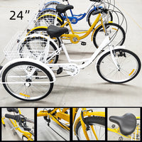Luffyia 24-Inch 7-Speed Adult Tricycle with Basket for Seniors