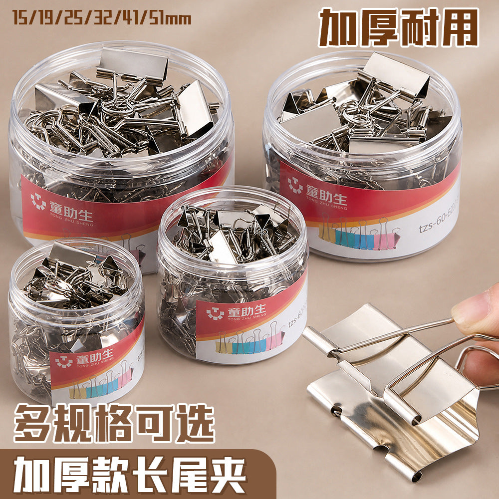 Silver Metal Binder Clips for Office Documents and Tickets, Strong Grip, Assorted Sizes