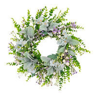 Artificial Eucalyptus and Lamb's Ear Spring Wreath for Door and Wall Decor
