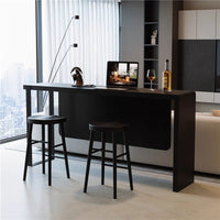Solid Wood Bar Table and Chair Set, Minimalist Home Office Dining Table, Small Apartment Living Room Wall-Mounted High Table