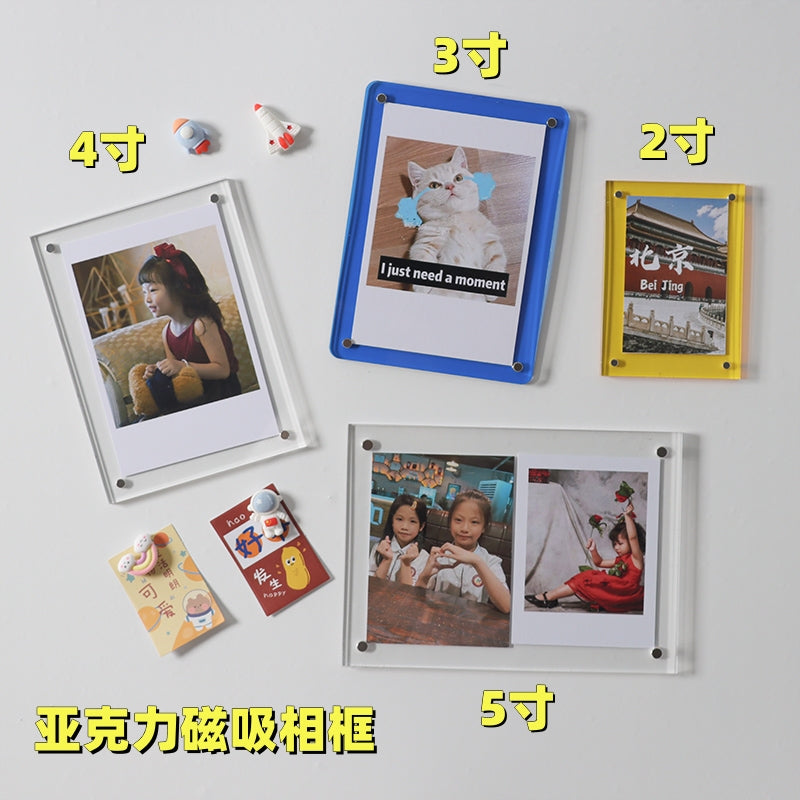 DIY Acrylic Magnetic Photo Frame for Instant Prints - 3, 4, 5 Inch Transparent Display