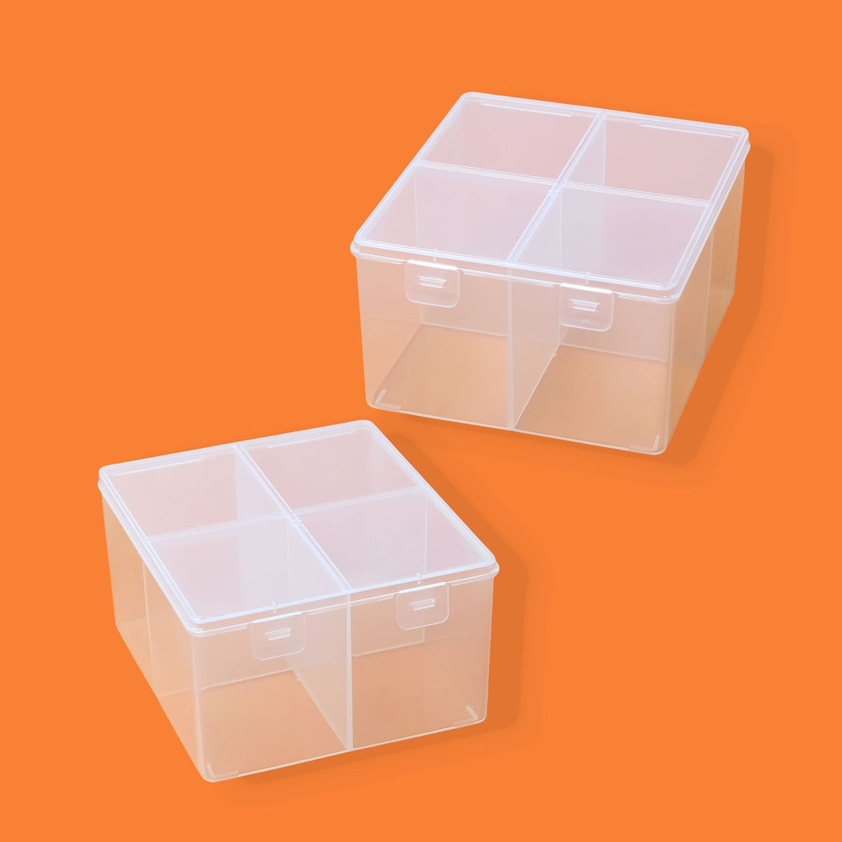 Clear 4-Compartment Plastic Storage Box for Jewelry Beads & Small Parts