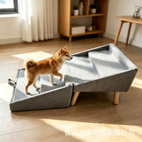 Wooden Pet Ramp and Stairs for Dogs and Cats - Indoor Climbing Ladder for Sofa and Footstool Access