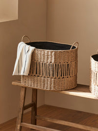 Handwoven Rattan Storage Basket for Snacks, Sundries, and Laundry