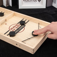 Wooden 2-in-1 Fast Sling Puck & Flying Chess Board Game for Family Fun
