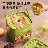 Large Capacity Ice Cube Tray with Storage Bin, Food-Grade PP Ice Maker Mold for Freezer