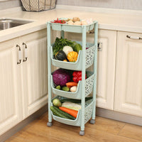 Multi-layer Rolling Kitchen Storage Cart with Baskets for Fruits and Vegetables