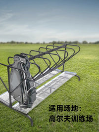 Old Bird Golf Club Bag Rack, Metal Steel Double Row for 6-12 Clubs, Practice Range Equipment