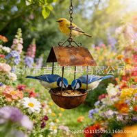 Rustic Hanging Bird Feeder House for Outdoor Garden Decor