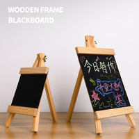 Mini Desktop Chalkboard Sign with Wooden Stand for Home, Office, or Retail Display