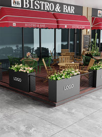 Outdoor Galvanized Steel Planter Box Fence for Cafes, Restaurants, and Gardens