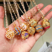 Lucky Cat Essential Oil Diffuser Locket Necklace with Chime Ball