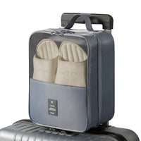 Travel Shoe Bag with Trolley Sleeve, Double-Layer 3-Compartment Dustproof Shoe Organizer